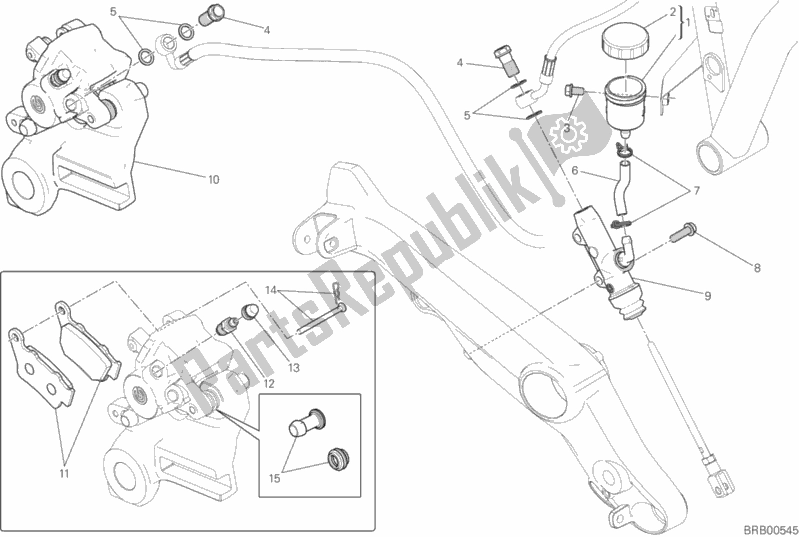 All parts for the Rear Brake System of the Ducati Scrambler Urban Enduro Thailand USA 803 2017